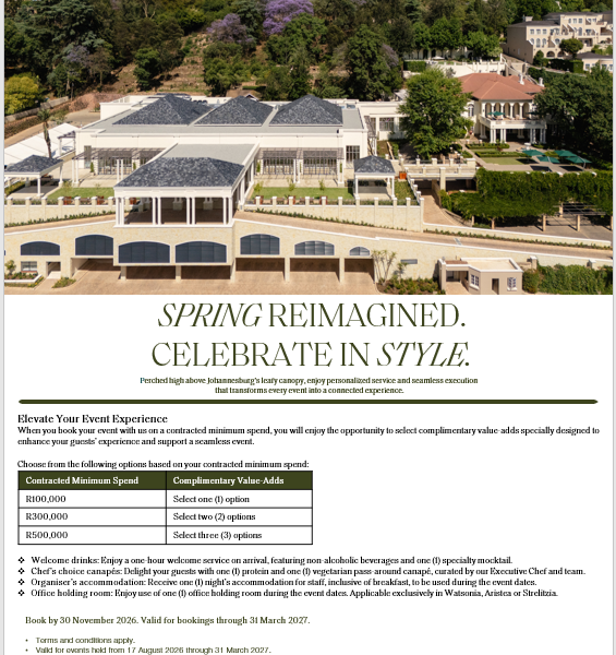 Four Seasons Hotel The Westcliff Johannesburg - Spring Reimagined
